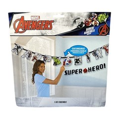 2 Avengers Marvel Birthday Banner & Large Backdrop Cpt America Black Panther 5ft