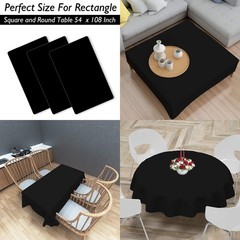 Childom 3 Pack Plastic Tablecloths for Rectangle Tables 54″ x 108″ Black Disp…