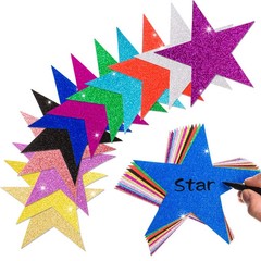 120 Pcs Glitter Star Cutouts Star Confetti Cutout Assorted Color Glitter Star…