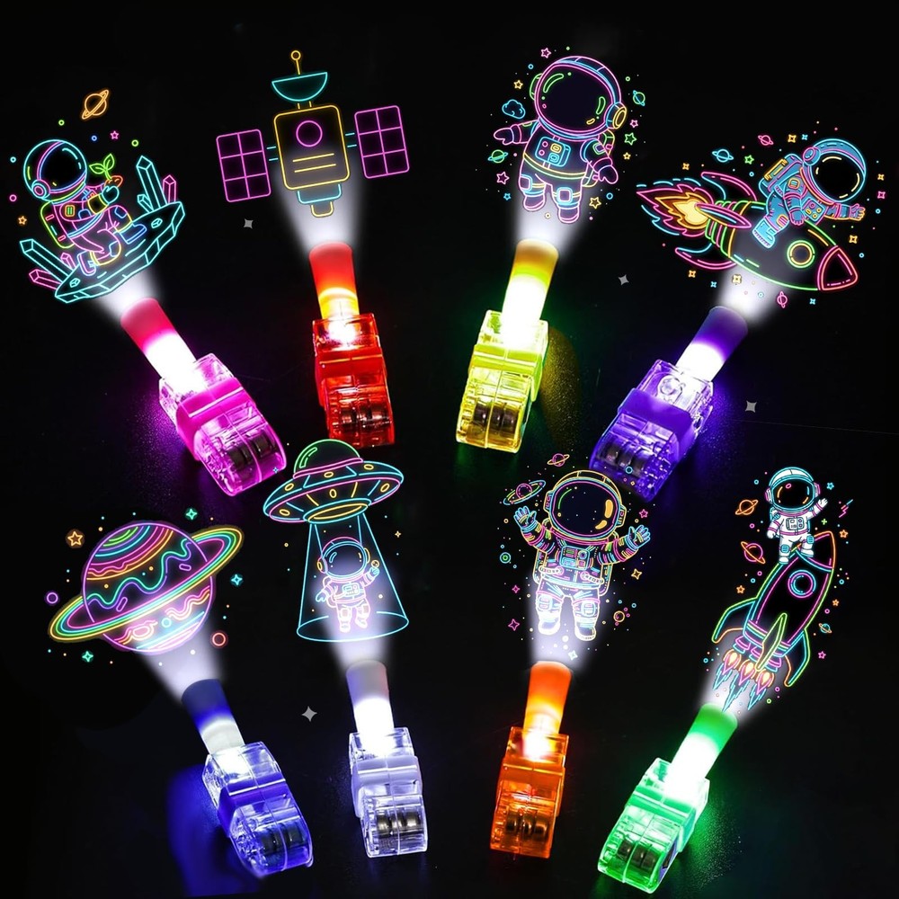 CHSLtmxq 24PCS Space Finger Lights Party Favors, 8 Designs Light Up 24pcs