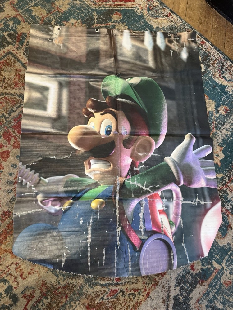 Mario Bros Giant 46” X 35” Plastic Luigi King Boo Sign Grommets Luigi’s Mansion
