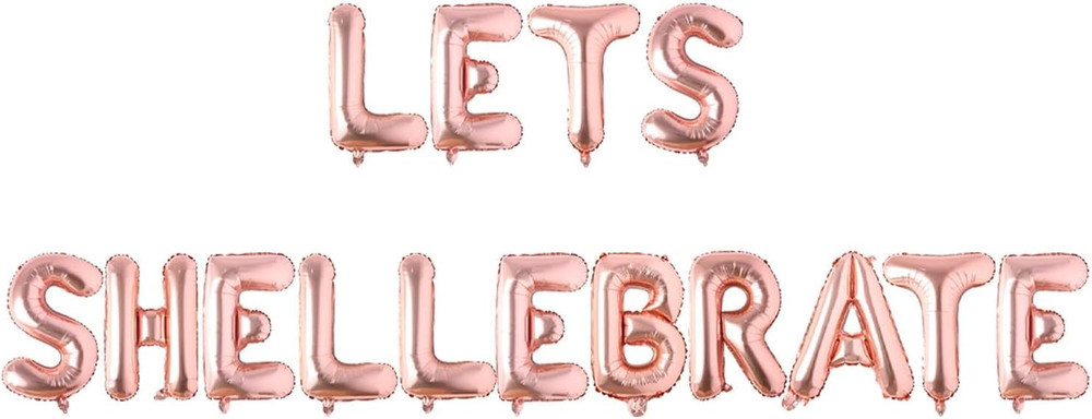 Shell Themed Party Decoration, Rose Gold Let’S Shellebrate Foil Balloon Banner w
