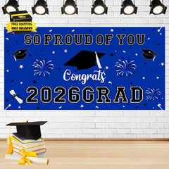 Graduation Decorations 2026 Blue Graduation Banner 66.1″ X 33.8″ Graduation Back