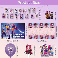 Party Decorations Set Banner Balloons Table Cover Cupcake Toppers Party Kit