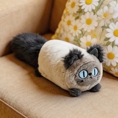 Cute Siamese Cat Plush Pillow Soft Fluffy Stuffed Kitty Cushion Home Decor