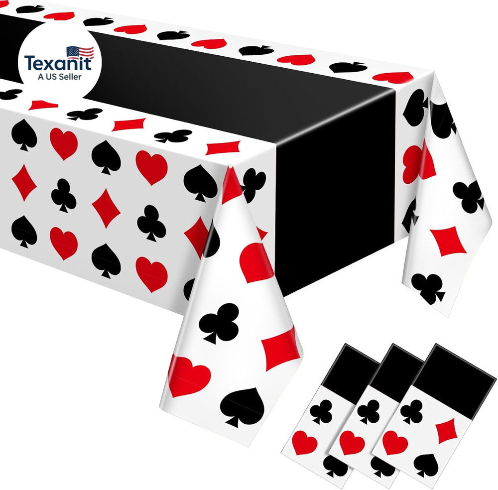 3 Pcs Casino Theme Party Decorations Poker Tablecloth Poker Plastic Disposable T