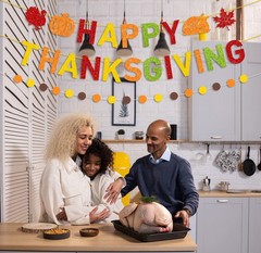 Glittery Happy Thanksgiving Banner Thanksgiving Banner Circle Dots Garland wi…