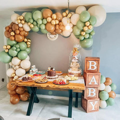 Baby Shower Boxes Party Decorations – 4 Wood Grain Brown Blocks with Baby Letter