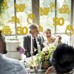 50Th Anniversary Decorations, Gold Glitter Happy 50Th Anniversary Hanging Swirls