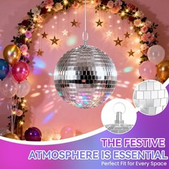 Stunning 2-Pack Silver Disco Balls – 8 Inch Reflective Elegance for Events