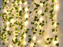 2 Pack 6.56 Ft Vines with Fairy Lights Battery Operated, 40 LEDs Artificial