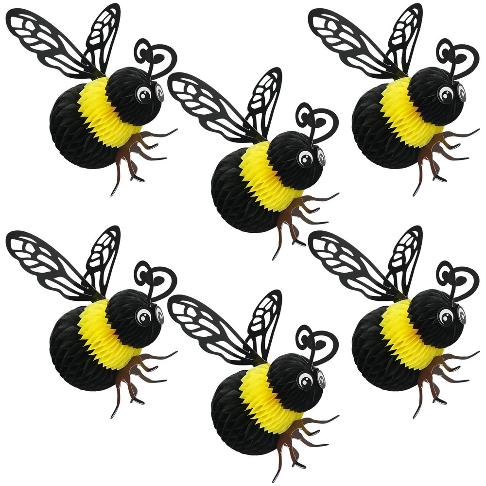 6 Pcs Bee Party Decorations 8 Inch Tissue Honeycomb Hanging Decor 8×10 Inch
