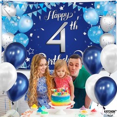 Xtralarge, Blue Happy 4th Birthday Banner – 72×44 Inch | Blue Banner For Birthda