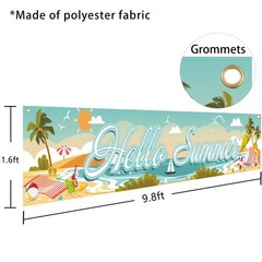 Hello Summer Beach Party Banner Summer Themed Hawaiian Outdoor Party Decorati