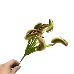Shirfloral 3Pcs Artificial Venus Flytrap Plants Lifelike Carnivorous Green