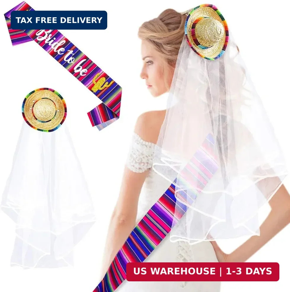 FHzytg Final Fiesta Wedding Veil, Cinco De Mayo Mexican Themed Bridal Shower Par