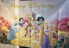 Disney PRINCESS hanging Backdrop~5ftx3ft~Happy birthday~vibrant Colors
