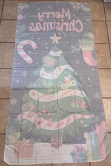 Felt Fabric Banner Backdrop «Merry Christmas» Holiday Tree With Hangers 64X35In