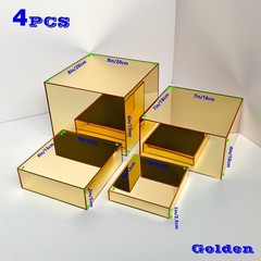 Golden Acrylic Cake Stand Set–Modular Dessert Box for Birthday, Wedding, Party