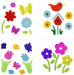 4Pcs Spring Summer Gel Window Clings Decorations, Colorful Seasonal 4pcs