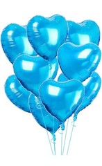 [10 Pack] Heart Shape Foil Balloons, 18″ (Blue)