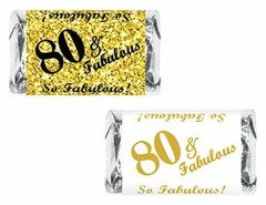 80 & Fabulous Miniatures Candy Bar Wrapper, (Set of 60) Mini Candy Bar Stickers