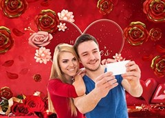 8x6ft Valentine’s Day Backdrop Beautiful Blossom Love Heart Valentine’s Day P…