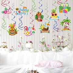 Hello Summer Hanging Swirls Streamers Luau Hawaii Party Decor Supplies 30 Pcs