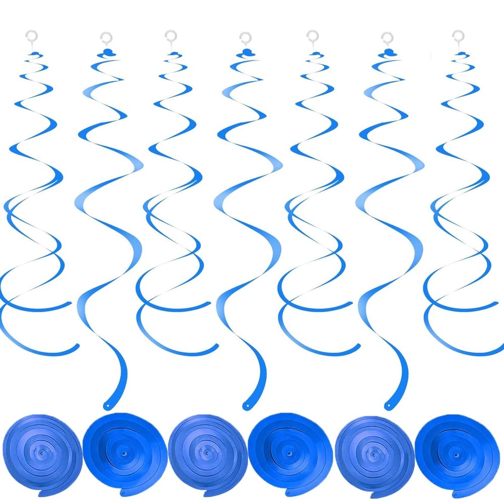 30 PCS Ceiling Swirl Decorations Blue Plastic Streamer Wedding Thanksgiving