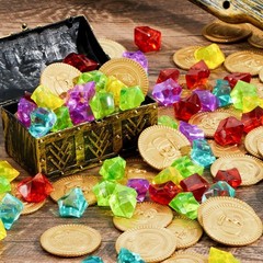 Pirate Gold Coins & Gems Playset – 288 Durable Pieces for Memorable Parties!