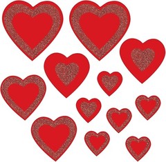 Glittered Heart Cutouts – 12 Piece Assortment