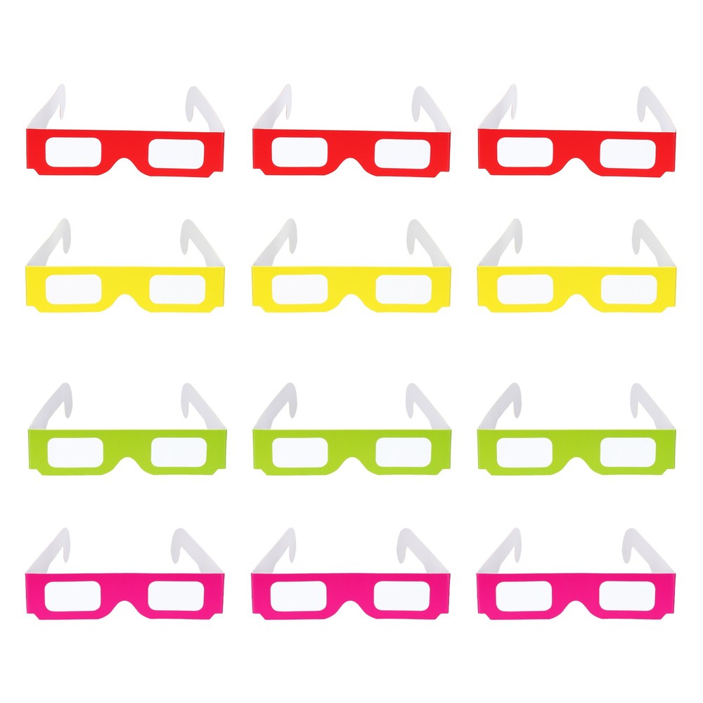 12 Pack 3D Diffraction Glasses Firework Diffraction Grating 4 Colors
