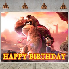Donkey Kong Bananza Party Supplies Backdrop Banner Poster Vinyl Birthday Gift