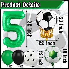 Soccer Party Decorations, Green Number Balloons Soccer Balloons Print Latex B…