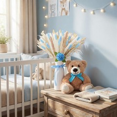 4 Sets 125 Pcs Bear Baby Shower Table Centerpiece with Bear Animals Blue Drie…