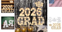 Elegant Graduation Decorations 2026: 8 LED Marquee Lights & Doctoral Hat Set
