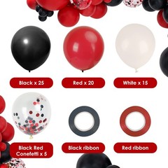 Rubfac Red And Black Balloons Kit 65Pcs 12 Inches White And Confetti Balloon