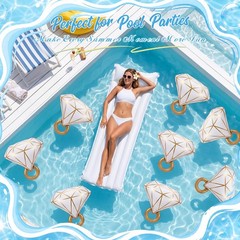 Teyva Daily 6 Pcs Inflatable Gold Diamond Ring Pool Floats with Pump for Adul…