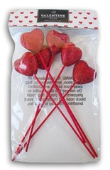 Valentine Red Heart Picks with Glitter for Floral Arrangement, Centerpieces -…
