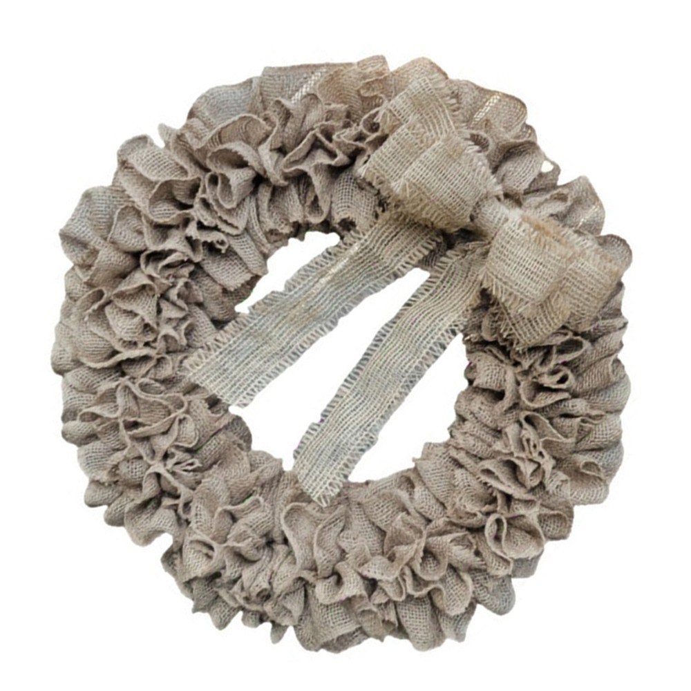 Rustic Burlap Wreath for Home Entryway Decor All Season Indoor Outdoor