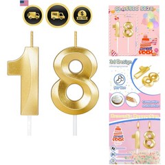 Elegant Gold 18th Birthday Candles – Unique 3D Cake Topper for Celebration