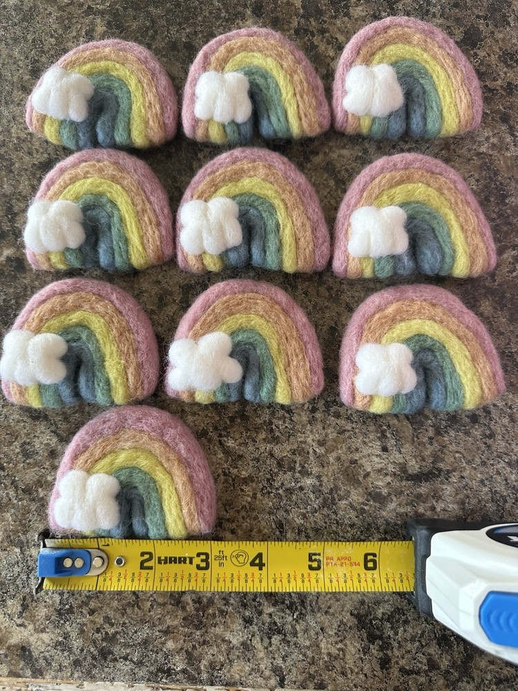 Handmade Felt Rainbows-Set of 10 For Garland or Decoration