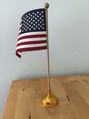 12 Pack Mini Desk Flag Stands, Golden