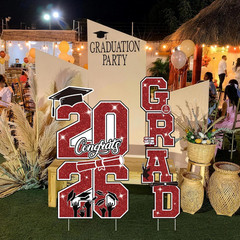 Graduation Yard Sign Class of 2026 Decorations, 4Pcs Large Size Red and Black…