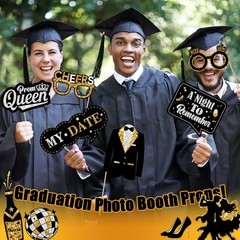 39 PCS Black Gold Silver Prom Photo Booth Props Send Off Party Decorations