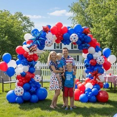 Red White and Blue Balloons Arch,129Pcs Red and Blue Latex Balloons Different…