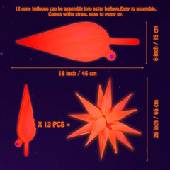 Mega-L Glow in the Dark Party Supplies, 5 Pcs Neon Explosion Star Balloons Kit,