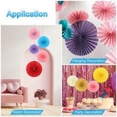12Pcs 8″/12″/16″ Paper Fans Hanging Decor Round Fans with Pearl Yellow/Green