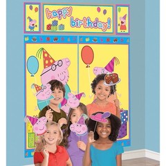 Peppa Pig Birthday Party Bundle New: Wall Photo Banner W/Props, Game & Balloons