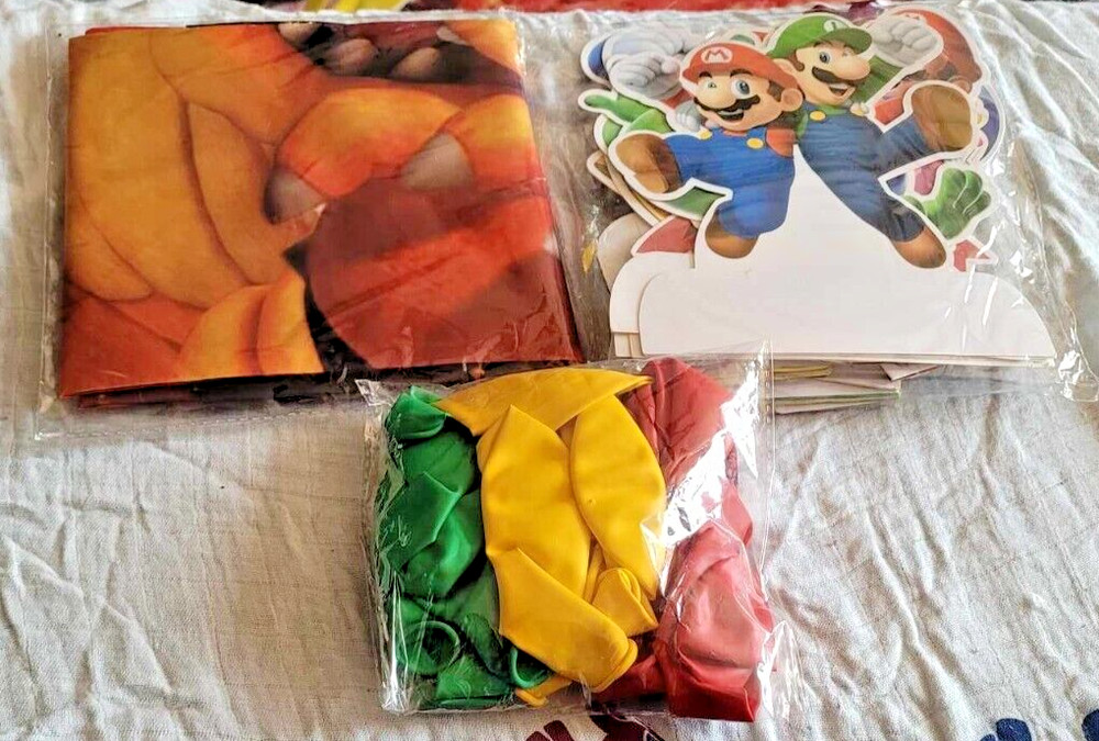 new MARIO movie game BOWSER BIRTHDAY PARTY SUPPLIES LOT balloons banner/backdrop
